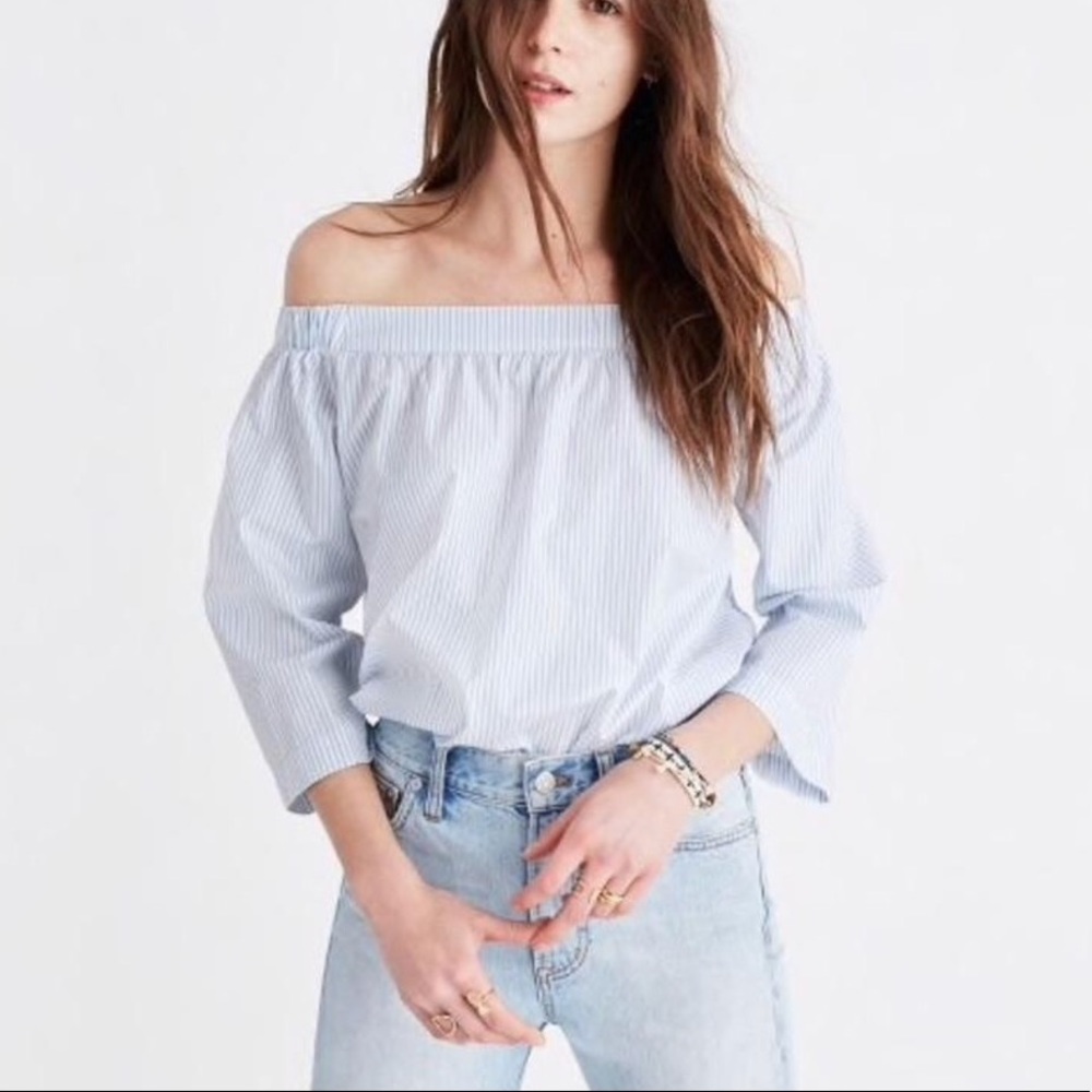 Madewell Clean Striped Off The Shoulder Top